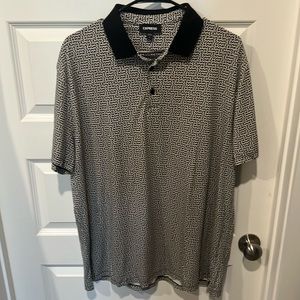 Men’s XL Express Black and Cream colored crazy print Polo